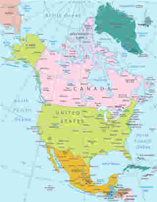แผนที่ทวีปอเมริกาเหนือ