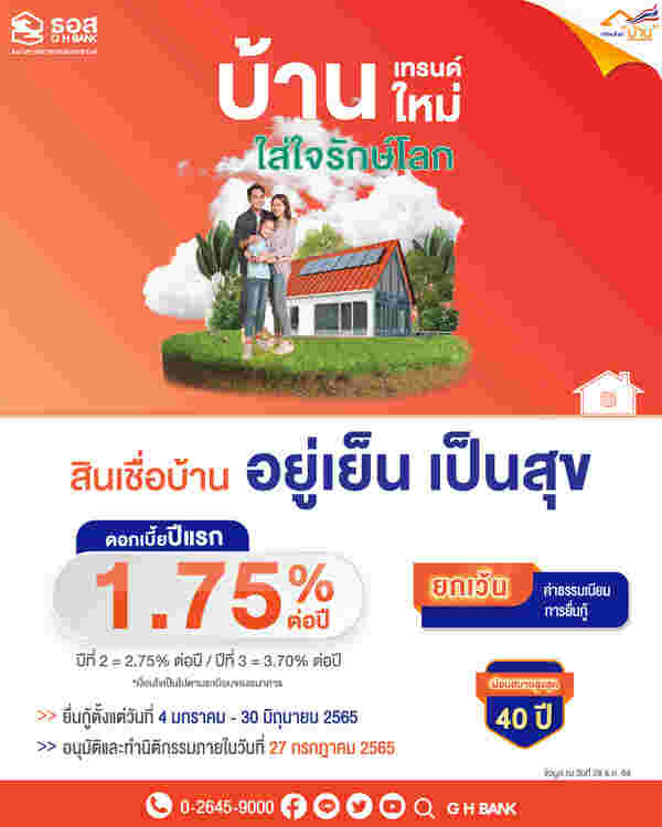 สินเชื่อบ้านอยู่เย็น เป็นสุข
