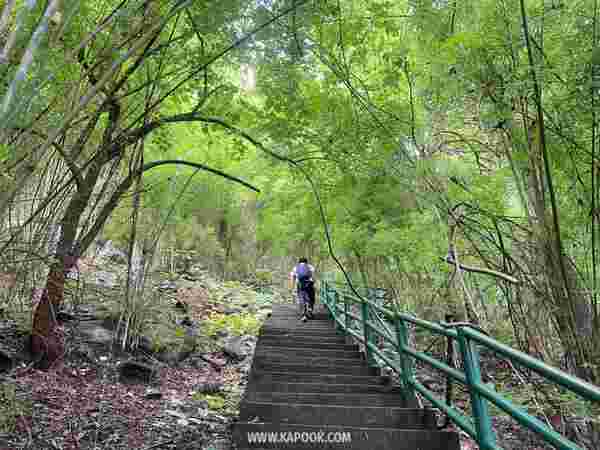 บันไดคอนกรีตขึ้นถ้ำผาเจาะ