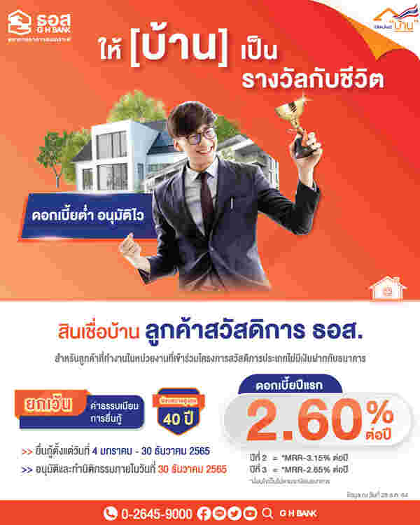 สินเชื่อบ้านลูกค้าสวัสดิการ ธอส.