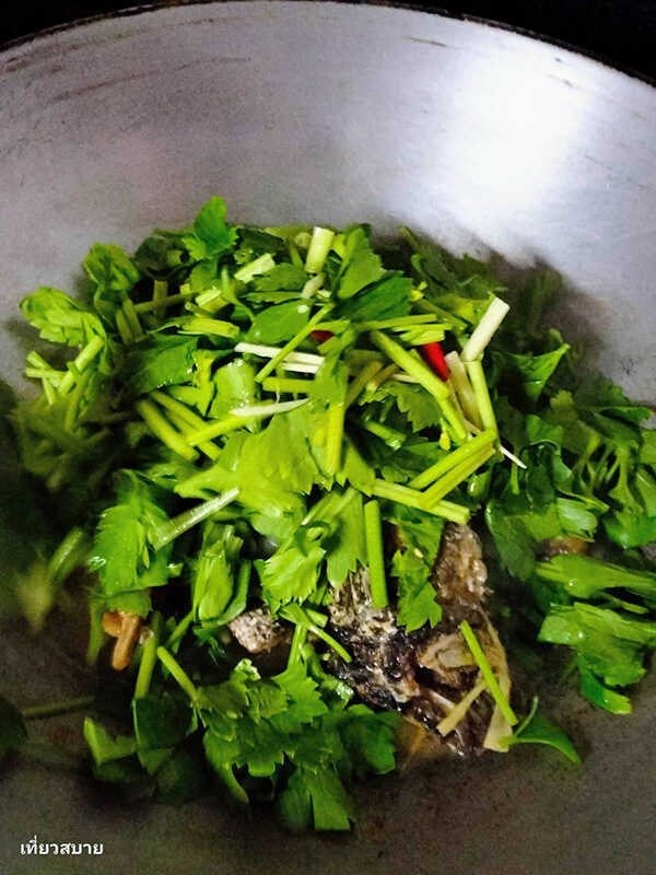 ปลาช่อนผัดขึ้นฉ่ายใส่ขิง เมนูปลาช่อน เมนูผัดขึ้นฉ่าย เมนูปลา สูตรอาหาร อาหารไทย