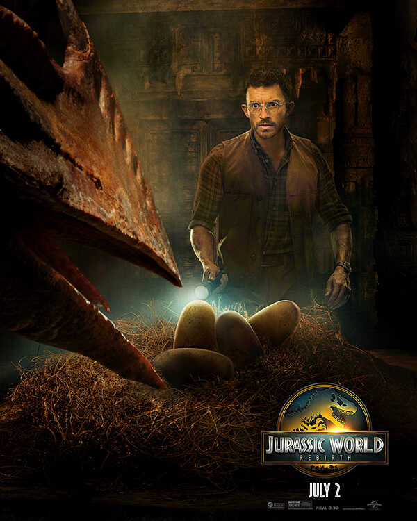 โปสเตอ์หนัง jurassic world rebirth ไดโนเสาร์ กับ นักแสดงนำ