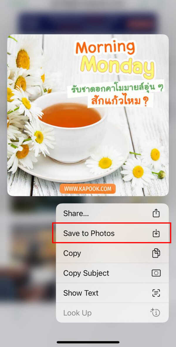 วิธีเซฟรูปลง iphone