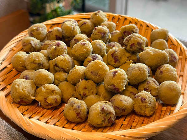 ขนมไข่นกกระทามันหวานญี่ปุ่น Sweet Potato Balls มันหวานทอด