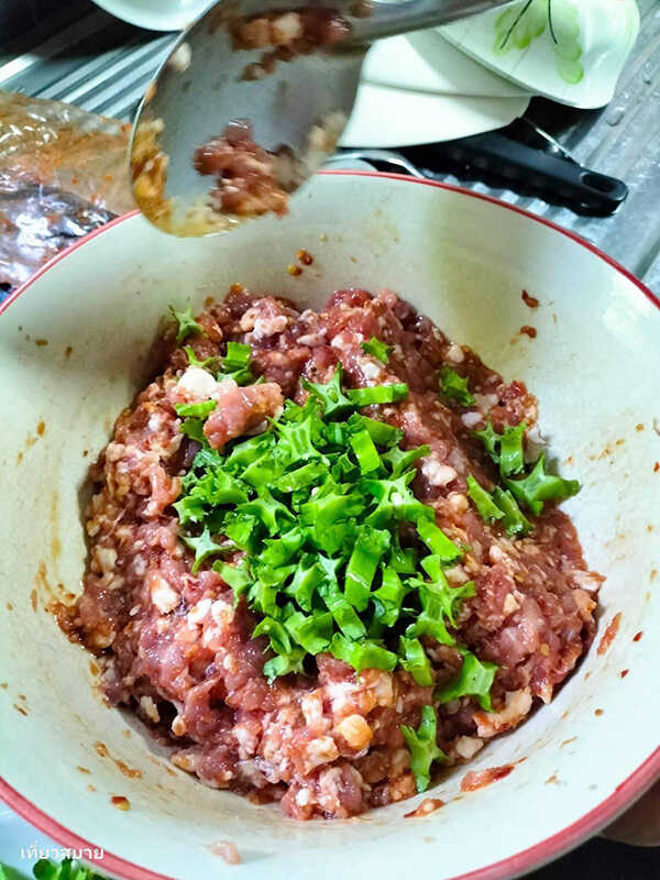 ทอดมันหมูใส่ถั่วพู เมนูหมู เมนูทอดมัน สูตรอาหาร อาหารไทย