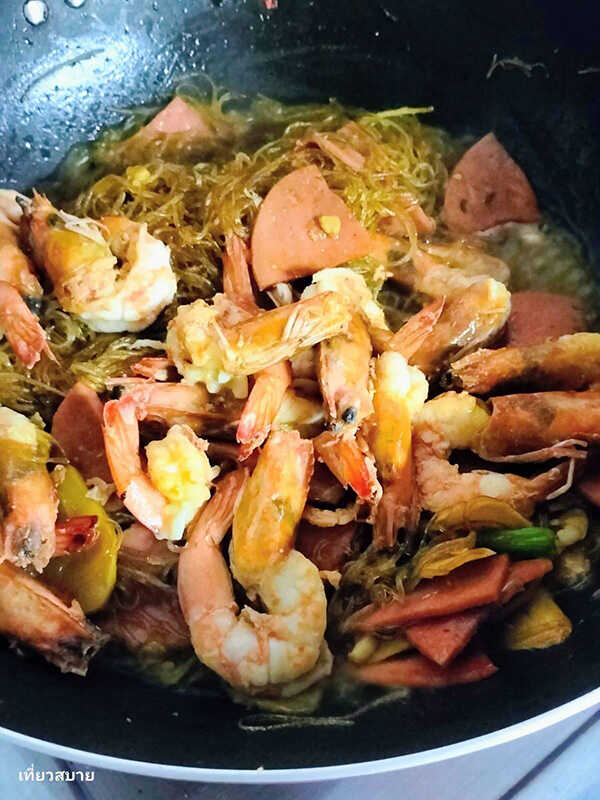 กุ้งอบวุ้นเส้นใส่เนย เมนูกุ้ง เมนูอบวุ้นเส้น สูตรอาหาร
